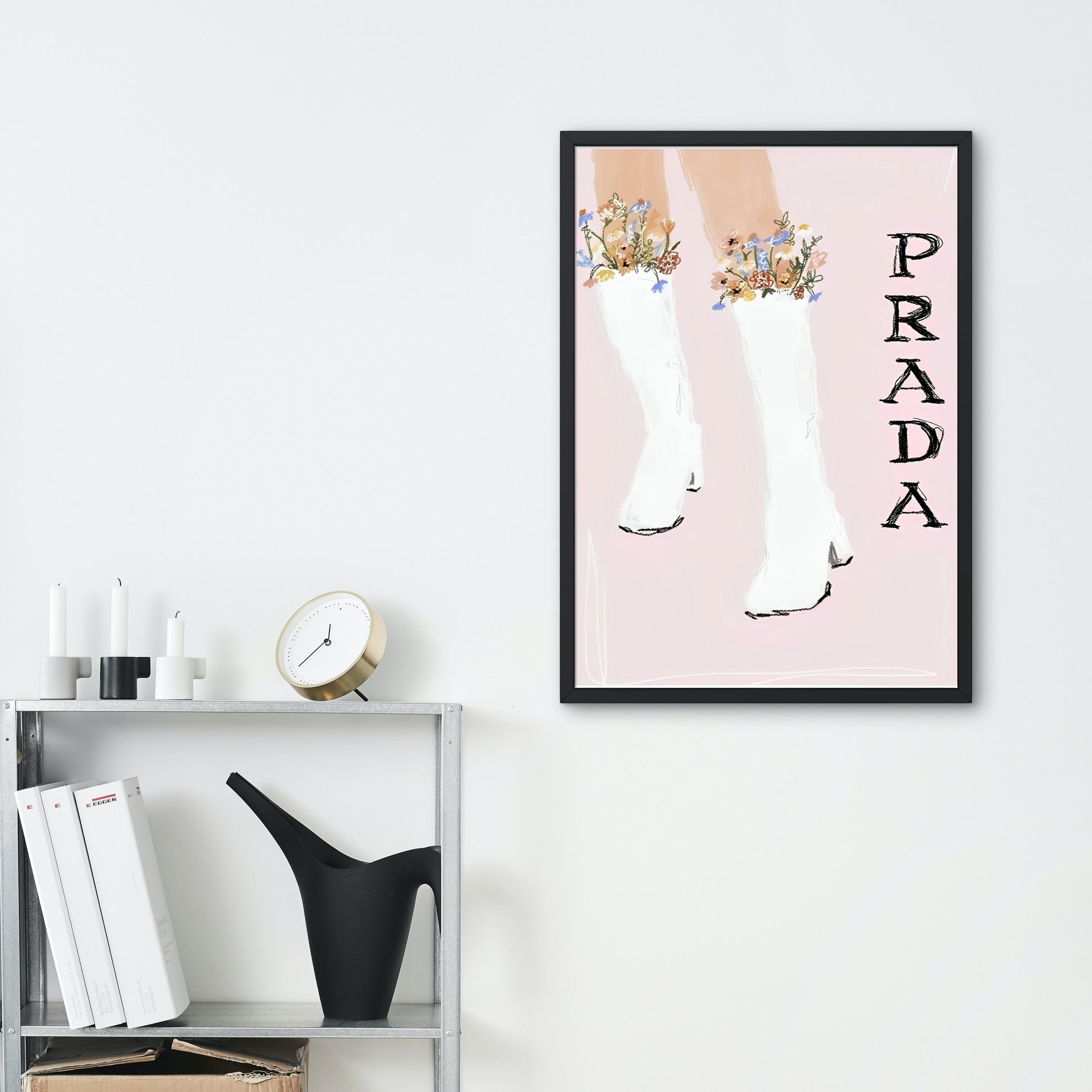 Pink Preppy Designer Wall Art INSTANT DOWNLOAD, Designer Prints, Light Pink Wall Art, Glam Room Decor, Macaroons Flowers Cowboy Boots Print