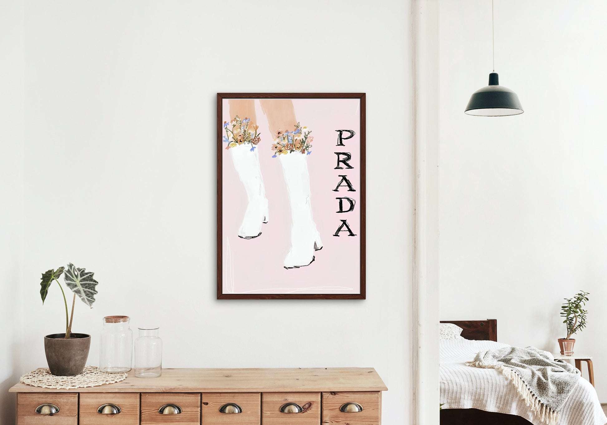 Pink Preppy Designer Wall Art INSTANT DOWNLOAD, Designer Prints, Light Pink Wall Art, Glam Room Decor, Macaroons Flowers Cowboy Boots Print