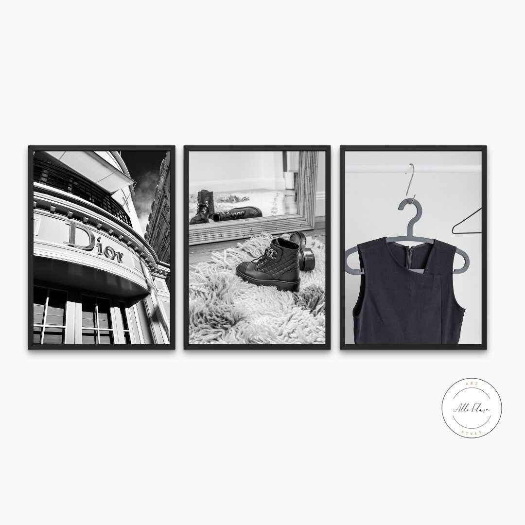 PRINTABLE set of 3 Black and White Fashion Photography, Fashion digital posters, Black & white glam decor, Designer Wall Art digital poster
