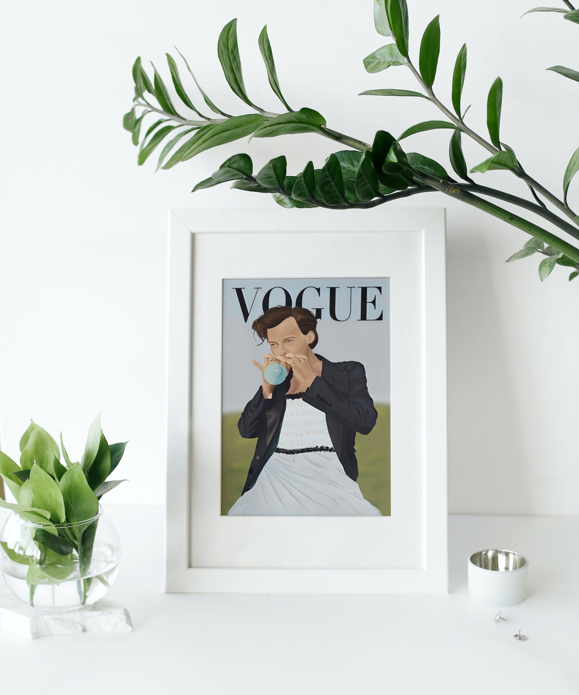 Harry Styles Magazine Cover INSTANT DOWNLOAD, Vogue Harry Styles Illustration Art, Vogue Wall Art, Harry Styles Vogue Print, Music Fan Art