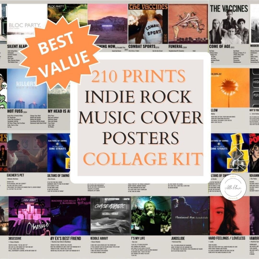 210 PCS Indie alternative rock album cover DIGITAL PRINT, aesthetic wall collage, Music Poster, Music collage, Minimalist Album Cover Poster