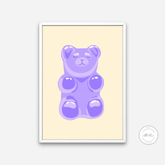 Preppy wall decor gummy bear DIGITAL DOWNLOAD ART PRINTS, y2k print, purple yellow wall art, gummy bear wall art, preppy dorm décor, preppy art | Posters, Prints, & Visual Artwork | aesthetic preppy room decor, art for bedroom, art ideas for bedroom walls, art printables, bathroom wall art printables, bedroom art, bedroom pictures, bedroom wall art, bedroom wall art ideas, bedroom wall painting, buy digital art prints online, buy digital prints online, canvas wall art for living room, cute preppy room decor