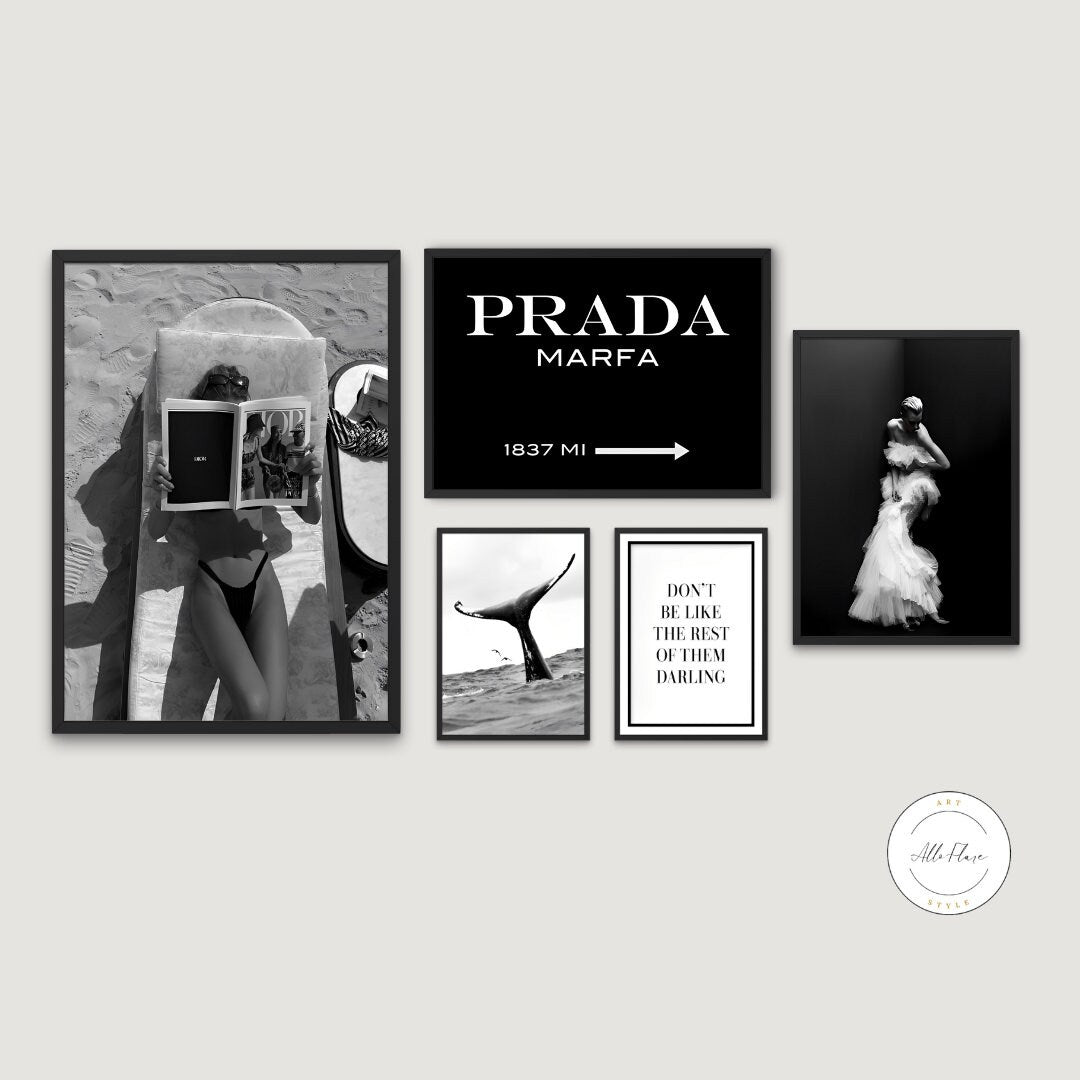Set of 5 Fashion Photography Luxury Wall Art INSTANT DOWNLOAD, Designer prints, Chanel Poster, Classy Black and White Prints, Poster Fashion