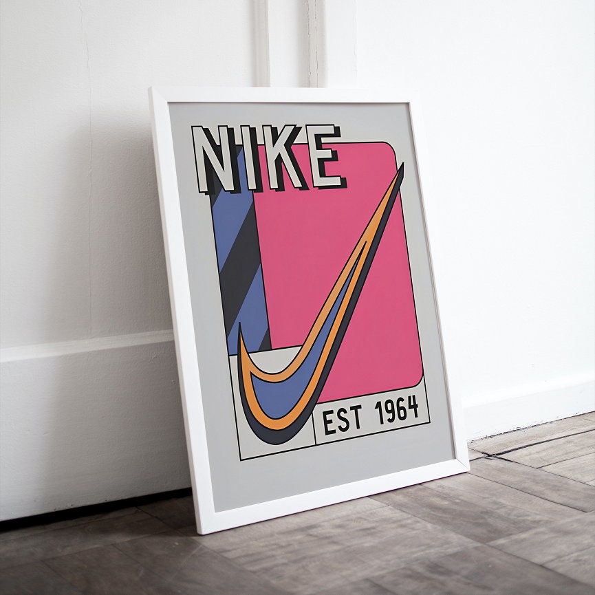 Vintage 1964 Retro Poster DIGITAL DOWNLOAD, Hypebeast Printable Wall Art, Trendy Poster, blue pink poster, just do it, Aesthetic Printable