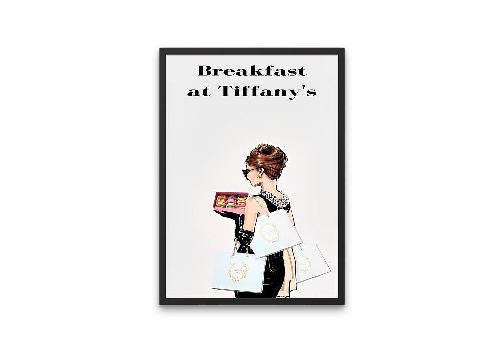 Breakfast at Tiffanys Poster INSTANT DOWNLOAD, Audrey Hepburn Print, Glam wall art, Old Hollywood Decor, Fashion Wall Art, Vintage Movie Art