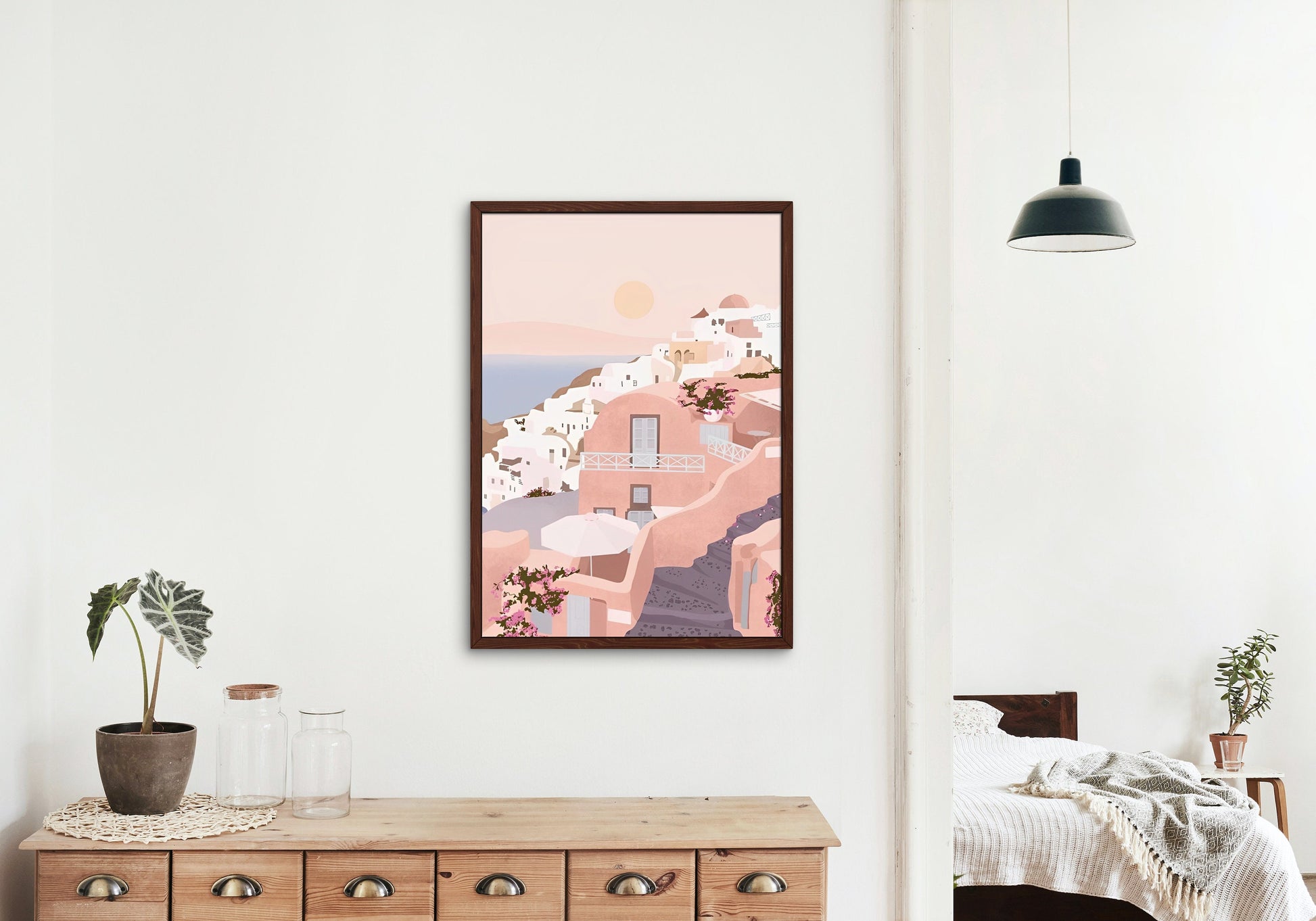 Danish pastel prints set of 3 DIGITAL DOWNLOAD, Coastal Prints Set, Light pink wall art, European coast, pastel pink wall decor, Santorini