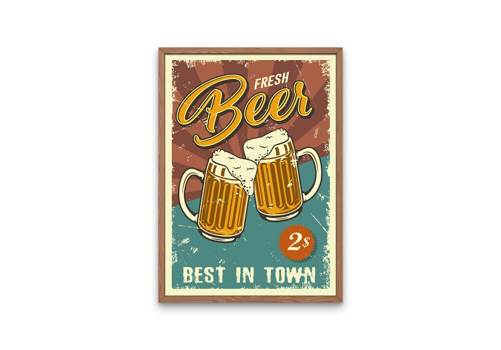 Beer print INSTANT DOWNLOAD, Vintage Drink, Vintage Bar Room Design, Retro Alcohols Aesthetic, Beer Lover Print, Bar photo gift, Alternative