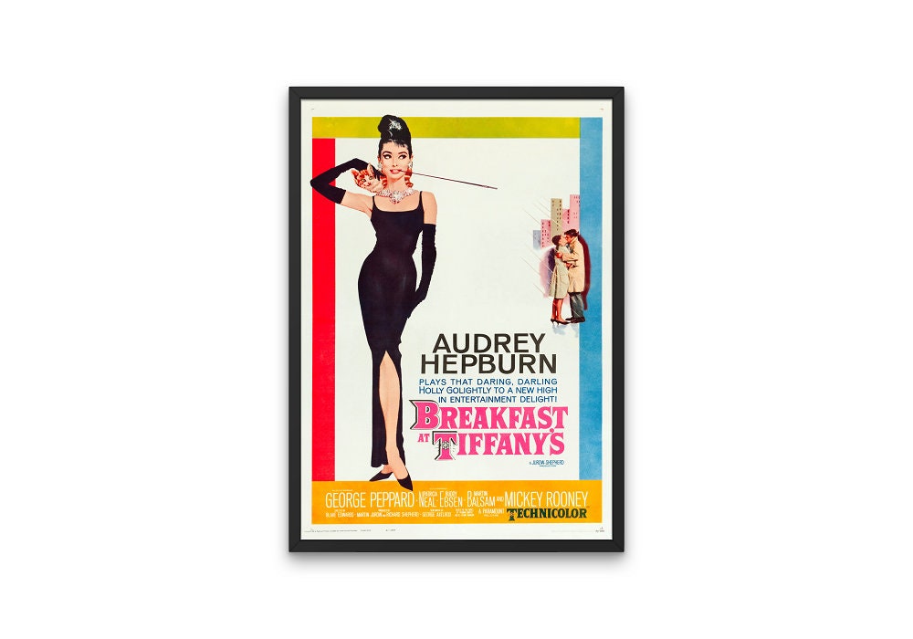 Breakfast At Tiffanys Movie Poster INSTANT DOWNLOAD, Retro Vintage Movie, Vintage Movie Poster, Audrey Hepburn Print, Old Hollywood Decor
