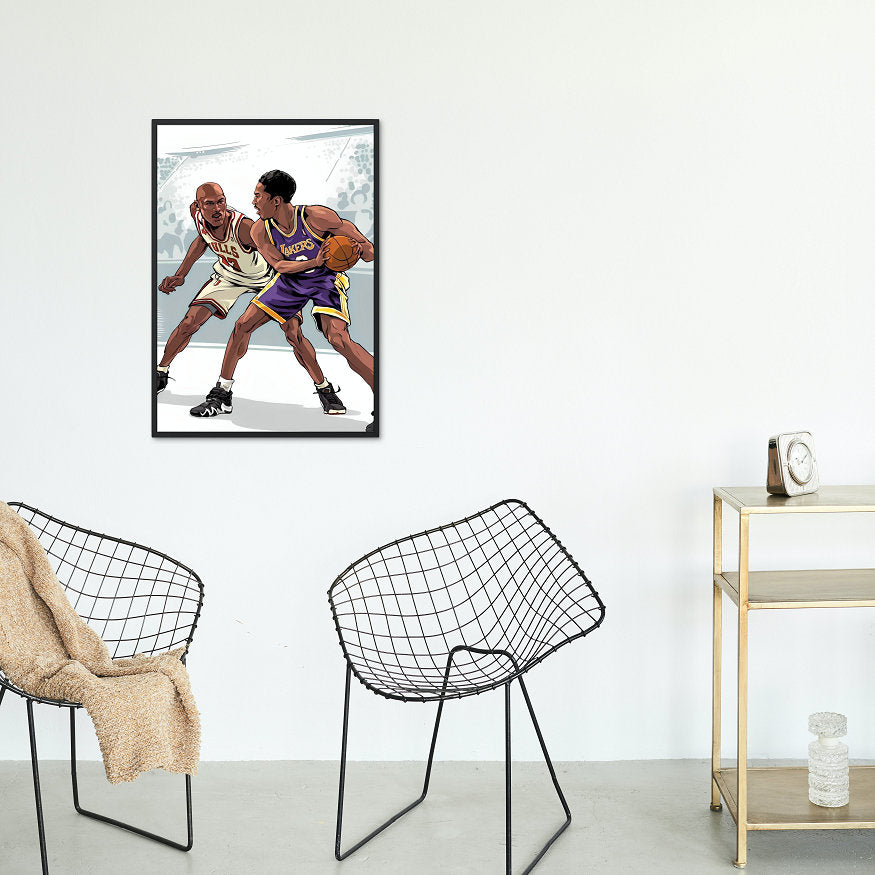Jordan and Kobe in action INSTANT DOWNLOAD, Michael Jordan & Kobe Bryant Posters, Sports prints, Basketball gifts for men, Basketball Poster