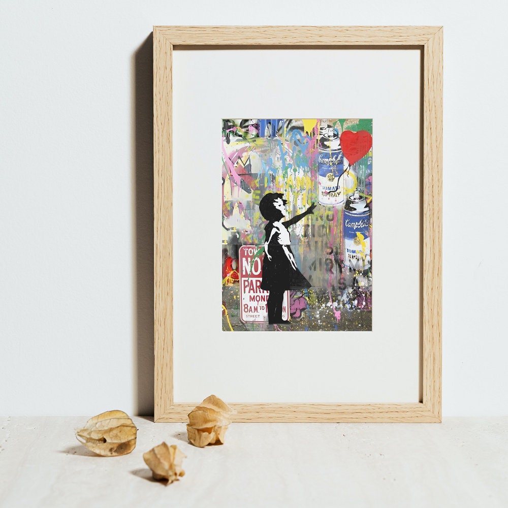 Banksy Print Girl with Balloon INSTANT DOWNLOAD, Graffiti Print, Banksy Wall Décor, Pop Art Wall Art Print, Colorful wall art, Fine Art