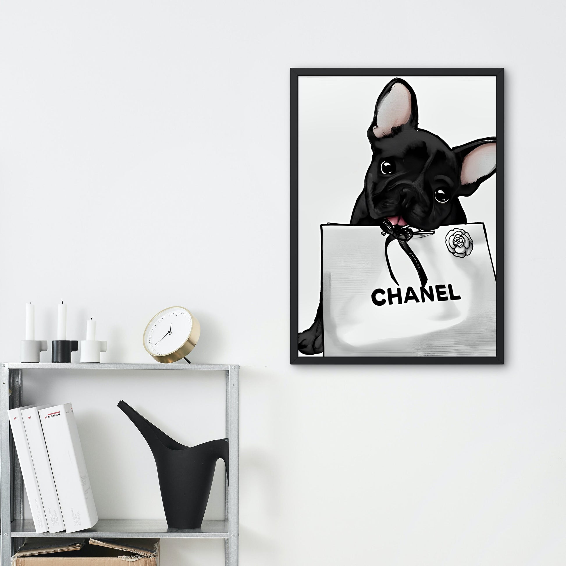 French Bulldog Luxury Fashion Poster PRINTABLE, Fashion Dog Print, Designer Poster, Designer Wall Art, Luxury Fashion Wall Art, Dog Lover