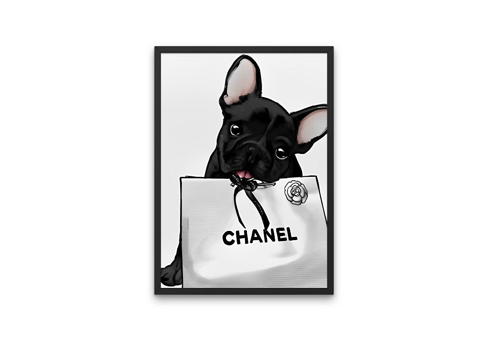 French Bulldog Luxury Fashion Poster PRINTABLE, Fashion Dog Print, Designer Poster, Designer Wall Art, Luxury Fashion Wall Art, Dog Lover