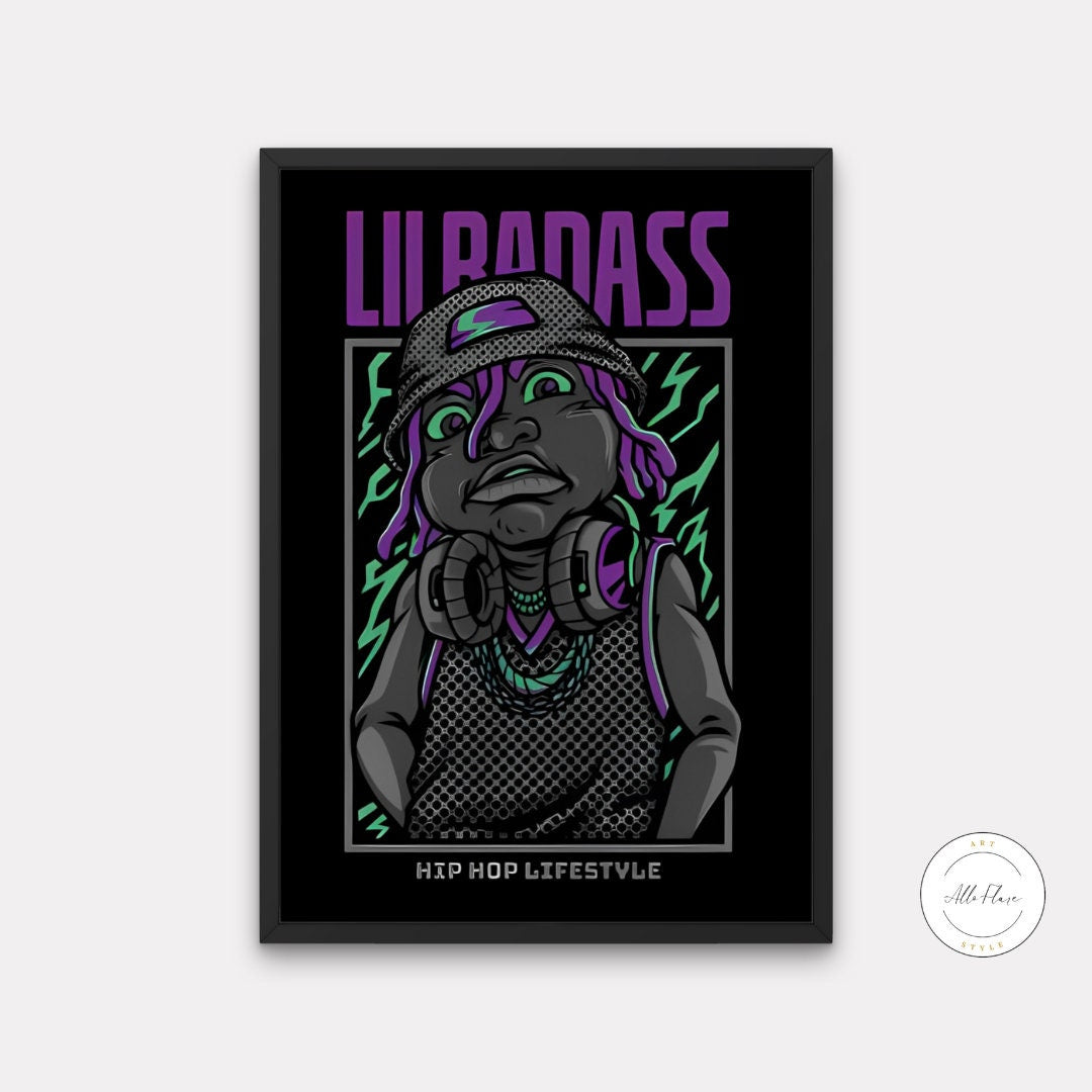 Lil Badass Hip Hop Poster PRINTABLE, Hip hop culture poster, Urban art print, Badass funky, Hip hop lifestyle, Graffiti print, Music poster