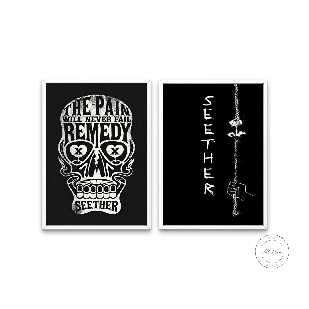 Seether Posters Black and white INSTANT DOWNLOAD, Alternative Rock room décor, 90s band, black and white dorm room decor, band posters
