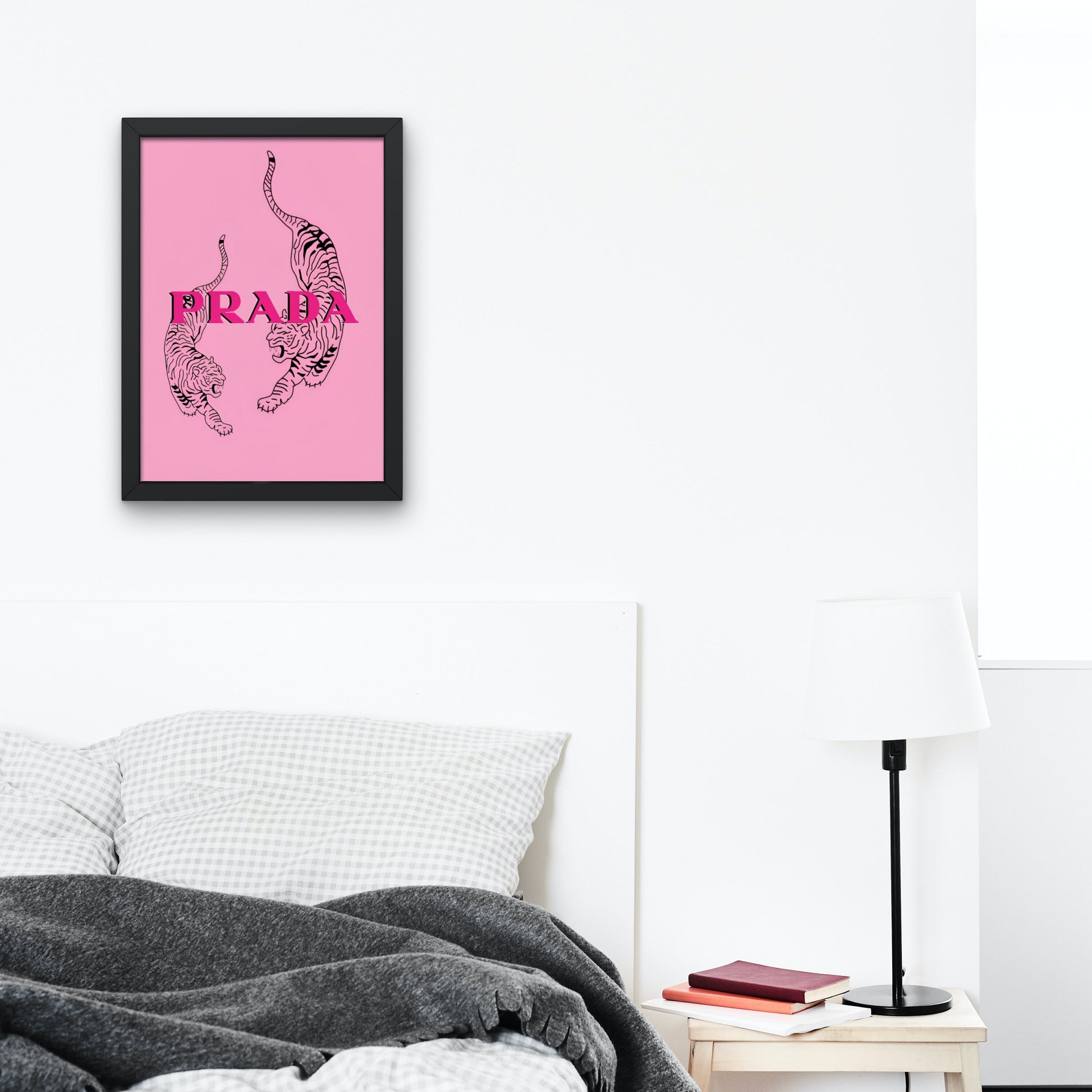 Pink Designer Preppy set of 3 DIGITAL PRINTS, Disco Ball Tiger Heart Art Print, Hot pink wall art, Dorm Preppy Art Print, Designer Wall Art
