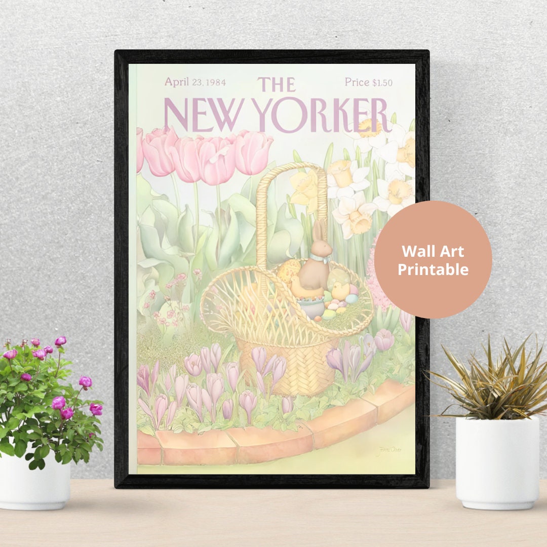 The New Yorker Vintage cover April 1984 edition PRINTABLE, Vintage Art, The New Yorker Retro Magazine Prints, Trendy Magazine Art, Easter