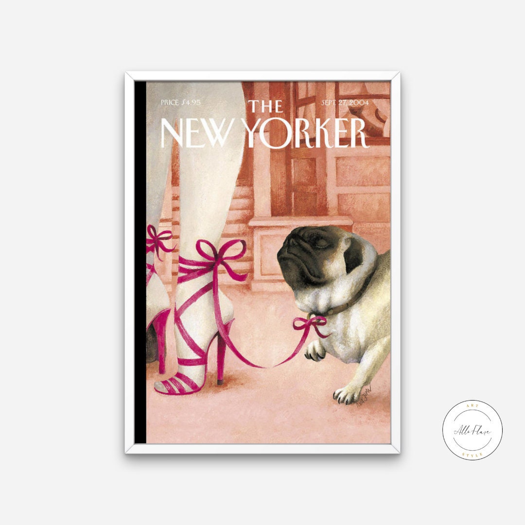 The New Yorker Pug Cover September 2004 edition PRINTABLE, Dog Lover Vintage Art, The New Yorker Retro Magazine Prints, Trendy Magazine Art