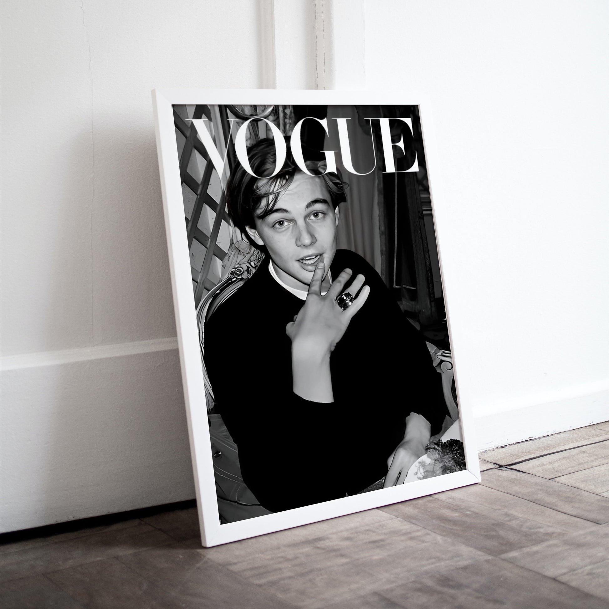 Leonardo DiCaprio Vogue Poster PRINTABLE, Vintage Magazine Art Cover, Hollywood Stars, Luxury Fashion Wall Art, Black and White Wall Decor