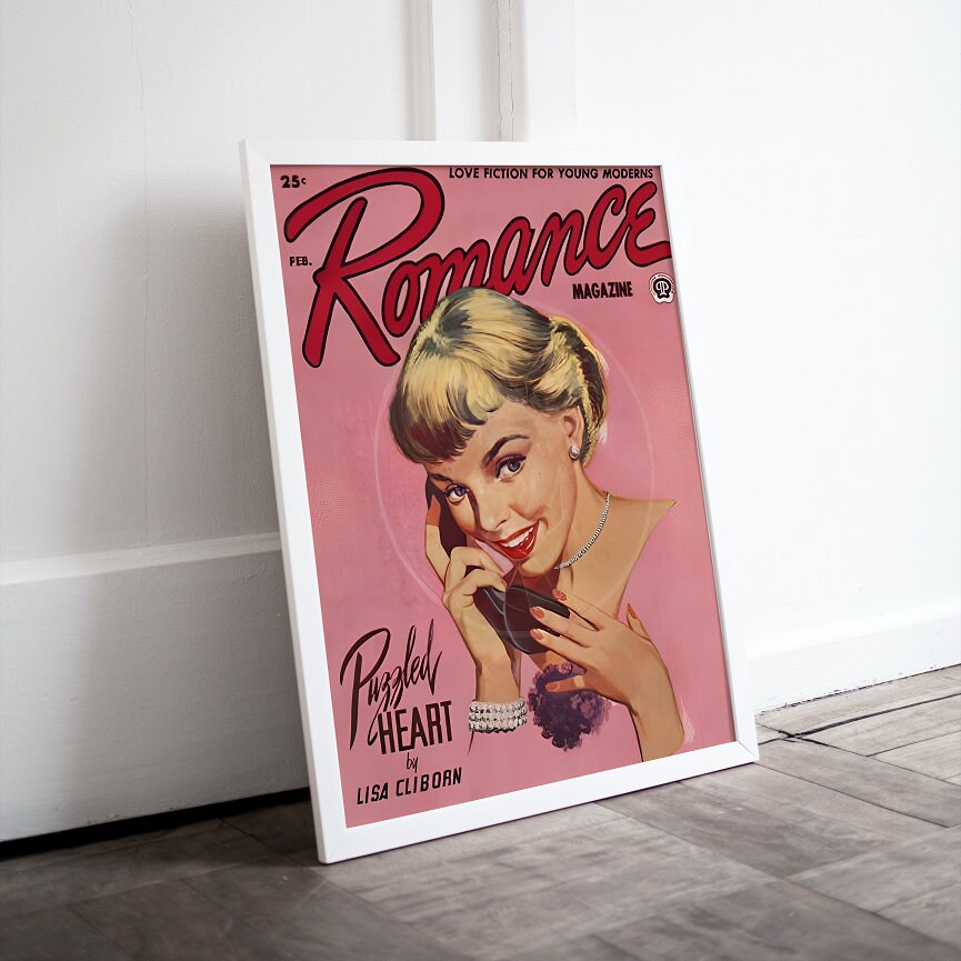 Romance Magazine Feb 1954 PRINTABLE, Vintage Pulp Romance Magazine Cover, Vintage Magazine Art Cover, Retro Magazine Posters, Pink wall art