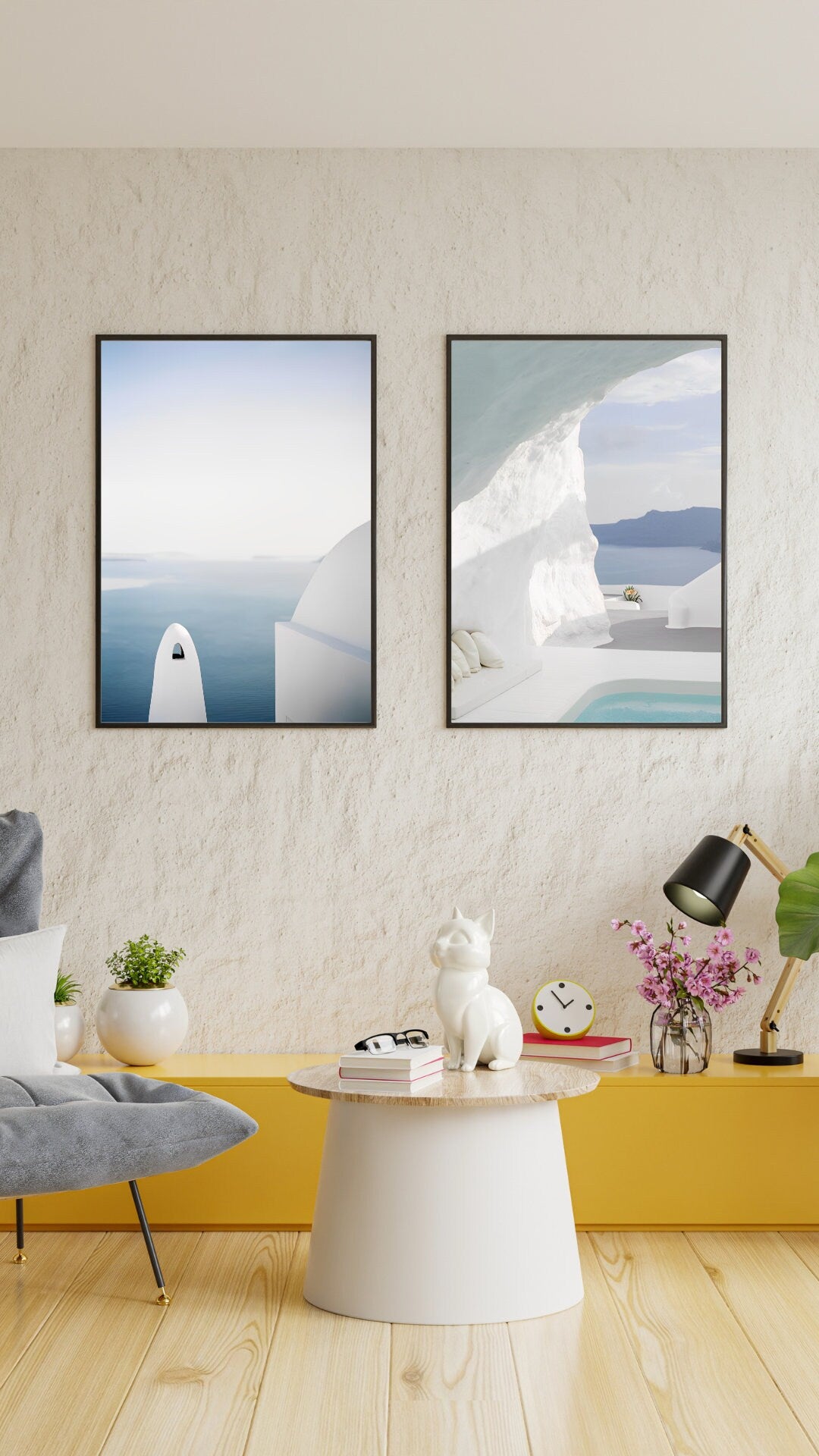 Greece Prints Set of 8 Wall Art PRINTABLE, Santorini Gallery Wall Set, Pastel Mediterranean Art, Neutral Beach Photography, Travel Posters