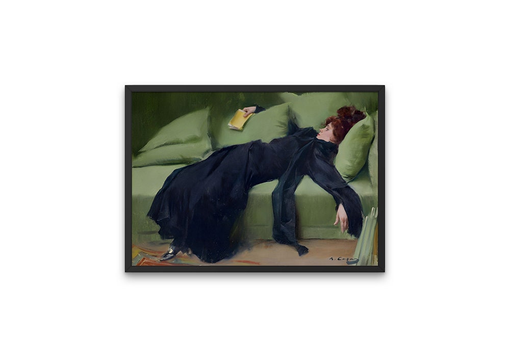 Decadent young woman After the dance DIGITAL PRINT, Ramon Casas, Victorian artwork, Moody vintage portrait painting, Victorian lady print