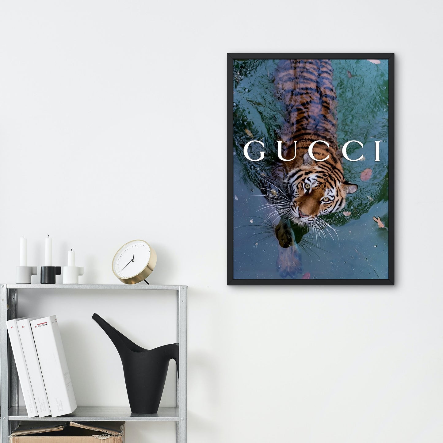 Designer Wall Art Tiger in Water PRINTABLE, Fashion Print, Luxury Fashion Poster, Fancy fashion poster, Tiger Print, Editorial Photography