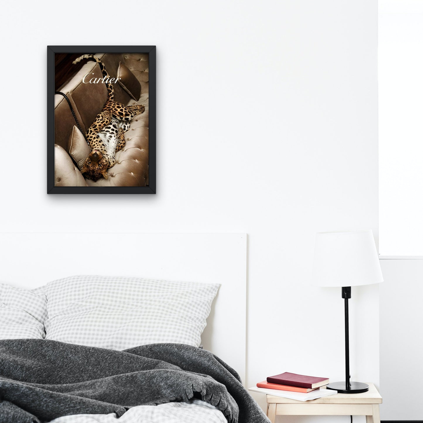 Leopard Luxury Designer Poster PRINTABLE, hypebeast poster, Cats in campaign, glam wall art, leopard print, Chic glam décor, beige wall art