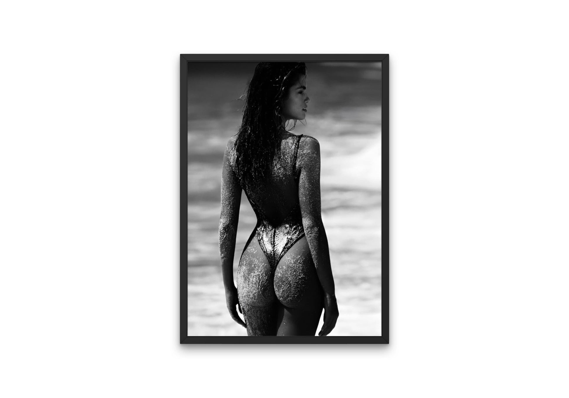 Black and White Bikini Model Poster PRINTABLE, Marco Glaviano Cindy Crawford 1989, Fashion posters, B&W Fashion Photography, Dapper Voguish