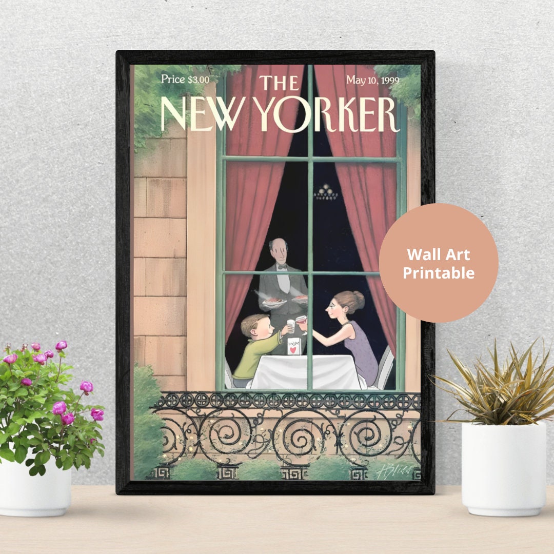 The New Yorker Vintage cover May 1999 edition PRINTABLE, Vintage Art, The New Yorker Retro Magazine Print, Trendy Magazine Art, Mother's day