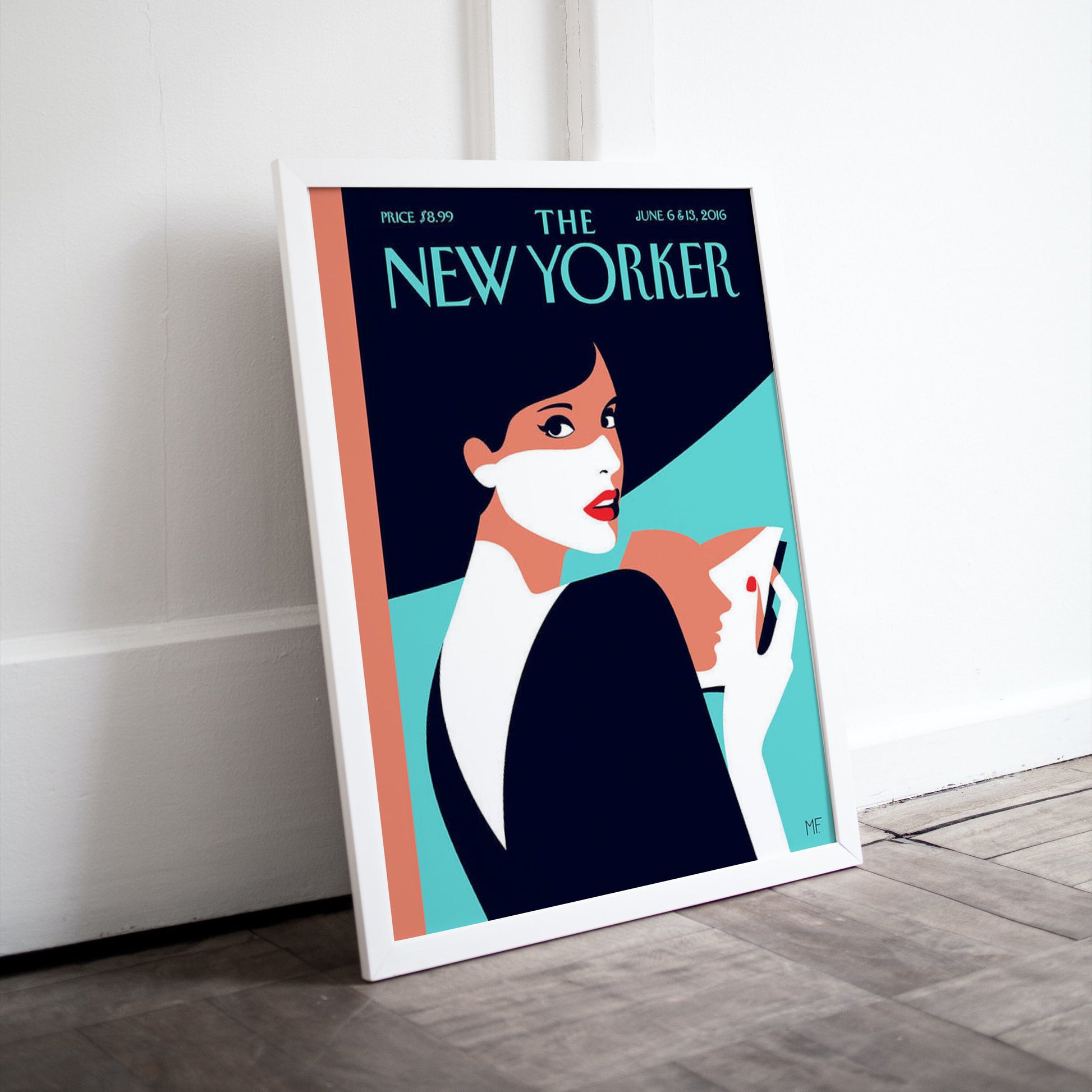 The New Yorker Lady Wearing Hat Page Turner June 2016 edition PRINTABLE, The New Yorker Magazine Print, Trendy Magazine Art, Glam decor