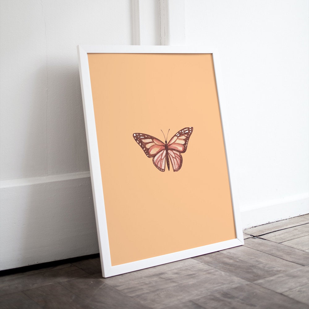 Danish Pastel Butterfly Posters Set of 7 INSTANT DOWNLOAD, Boho Butterfly Print, y2k Room Décor, Danish Pastel Prints, Botanical Wall Art