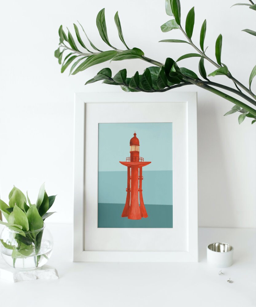 Lighthouse Print INSTANT DOWNLOAD, Coastal Poster Print, Nautical Wall Art, Beach house décor, Boho coastal decor, Seaside print, Nantucket