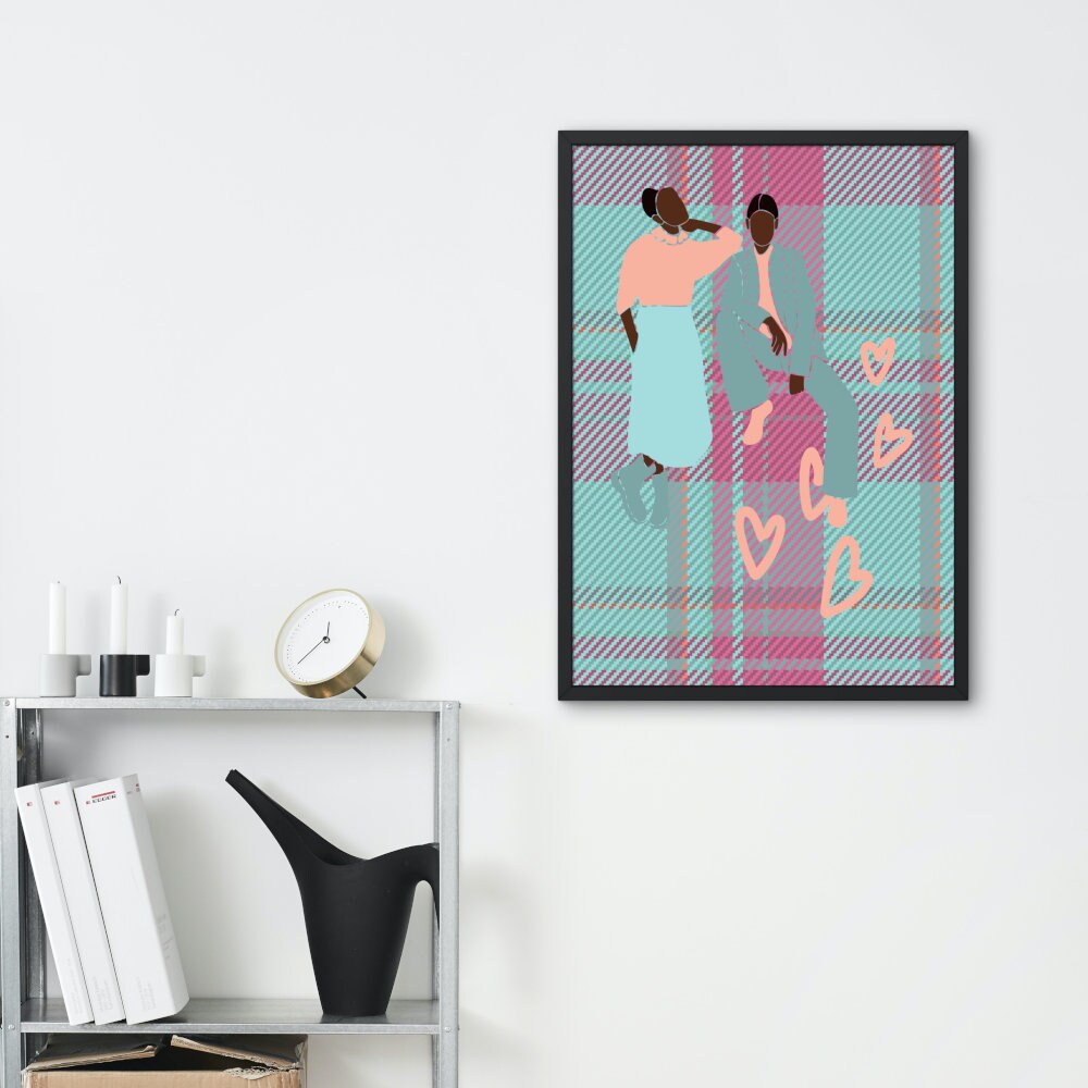 Wall art preppy couple INSTANT DOWNLOAD, preppy dorm room, pink turquoise prints, couple poster, preppy plaid, loads of love, heart artwork