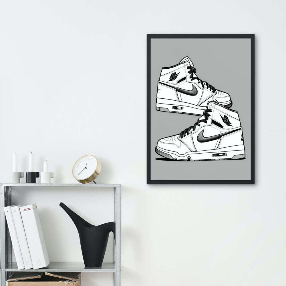 HypeBeast Printable Wall Art INSTANT DOWNLOAD, Street Fashion, Basketball Prints, Minimalist Poster, Silver Wall Décor, Sneakerhead Décor