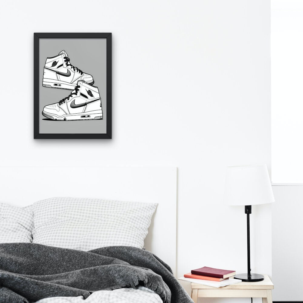 HypeBeast Printable Wall Art INSTANT DOWNLOAD, Street Fashion, Basketball Prints, Minimalist Poster, Silver Wall Décor, Sneakerhead Décor