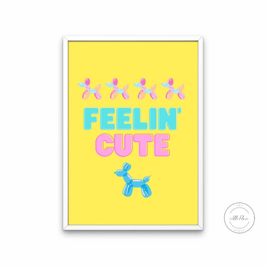 Feelin' Cute Preppy Balloon Dog Poster DIGITAL DOWNLOAD ART PRINTS, preppy poster print, pink yellow wall art, college dorm poster, y2k, balloon animal | Posters, Prints, & Visual Artwork | aesthetic preppy room decor, art for bedroom, art ideas for bedroom walls, art printables, bathroom wall art printables, bedroom art, bedroom pictures, bedroom wall art, bedroom wall art ideas, bedroom wall painting, buy digital art prints online, buy digital prints online, canvas wall art for living room, cute preppy ro