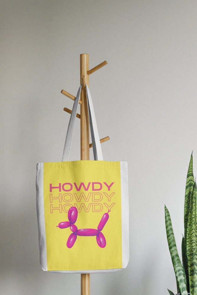 Howdi Preppy Balloon Dog Poster INSTANT DOWNLOAD, preppy poster print, pink yellow wall art, college dorm poster, y2k, balloon animal
