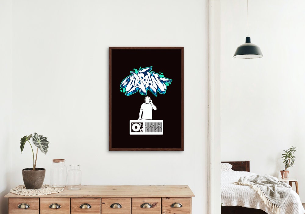 Urban Hip Hop DJ Graffiti Print INSTANT DOWNLOAD, Hip hop culture poster, Urban art print, Hip hop lifestyle, Graffiti poster, dj poster