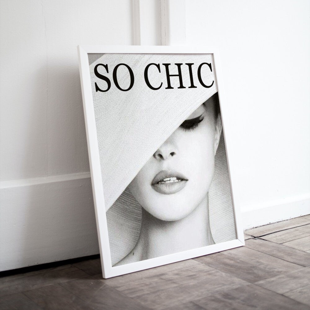 So Chic Luxury Fashion Poster PRINTABLE, Vintage Magazine Art Cover, Glamour Art, Luxury Fashion Wall Art, Black & White Wall Decor, Bardot