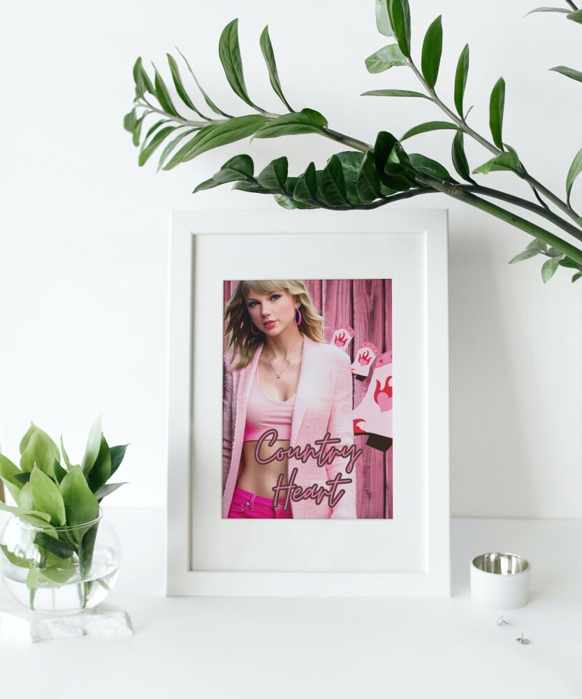 Country Heart Taylor Swift Poster INSTANT DOWNLOAD, Pink Room Decor, Celebrity poster, Western Art College Dorm Posters, Pop art girls tredy