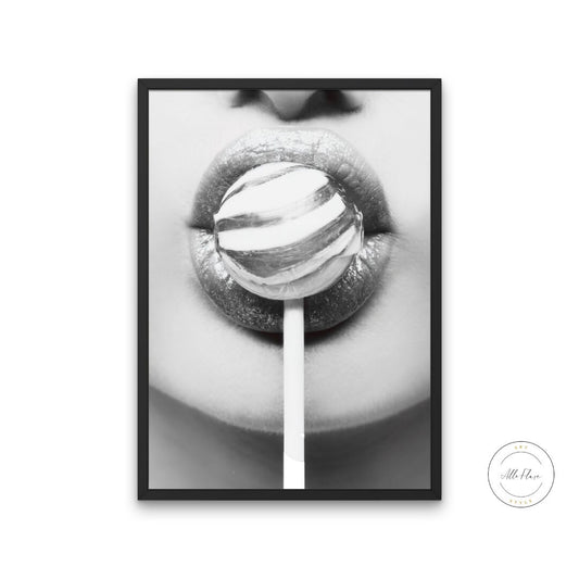 Black and White Pop Art Lips Lollipop Wall Art DIGITAL ART PRINT, Designer wall art, B&W Fashion Poster, Glam Print, Modern Wall Art, Scandi | Posters, Prints, & Visual Artwork | art for bedroom, art ideas for bedroom walls, art printables, art prints black and white, bathroom wall art printables, bedroom art, bedroom pictures, bedroom wall art, bedroom wall art ideas, bedroom wall painting, black and white art print, black and white art prints, black and white art wall, black and white bathroom wall art, b