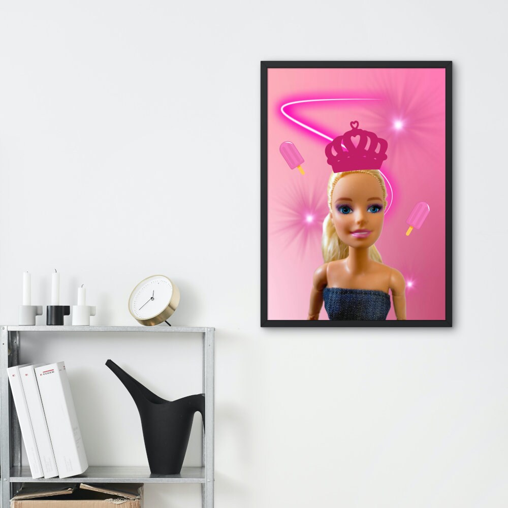 Queen Barbie Poster INSTANT DOWNLOAD, Altered Barbie Pop Art, Preppy Poster, Y2K Aesthetic Print, Barbie Fun Art, Popsicle art Barbiecore