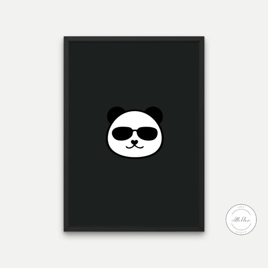 Cool Panda Black & White Poster INSTANT DOWNLOAD, Musician Gift, Rock Poster, Wall of Fame, cool poster, Rock and roll decor, panda poster