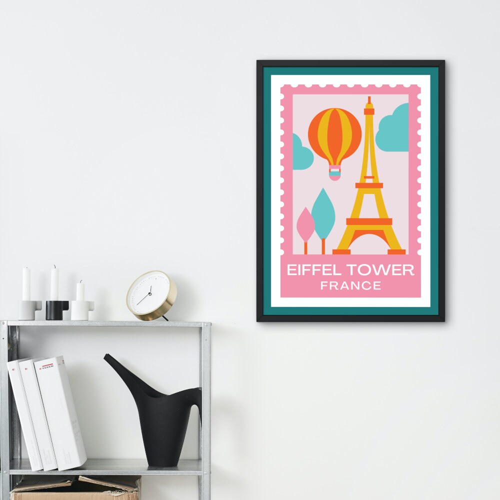 Set of 8 preppy travel posters PRINTABLE, Preppy room decor, Maximalist Wall Art, France Spain Italy USA Taiwan, Colorful travel posters