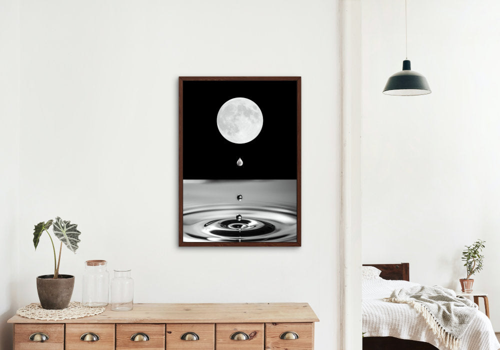 Silver Full Moon Poster INSTANT DOWNLOAD, Indie wall art, Moon posters, Night sky, Abstract wall art, Mystical Celestial Black & White print