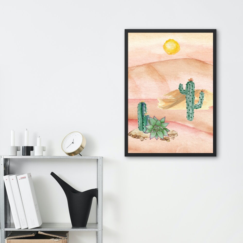 Watercolor Desert DIGITAL PRINT, Cactus Wall Art, Landscape Prints Wall Art, American Rustic Country Art, Ranch Cowboy Decor, country style