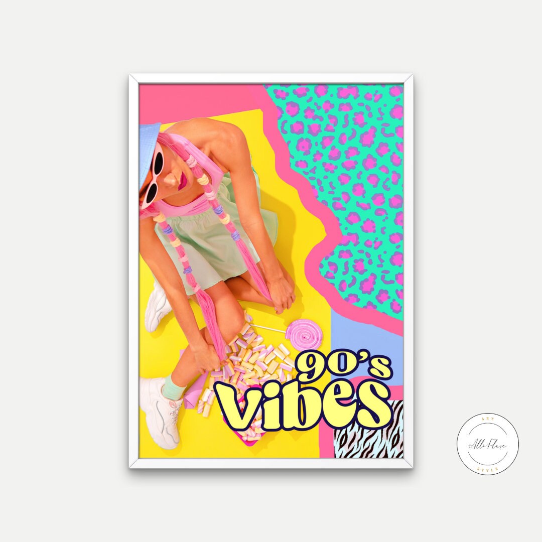 90's Vibes DIGITAL ART PRINT, Bright Colorful Print, 90s street style, 90s poster, 90s theme, 90s room décor, retro pink poster, 90s party decor | Posters, Prints, & Visual Artwork | 90s fashion, 90s nostalgia, 90s wall art, art for bedroom, art ideas for bedroom walls, art printables, back to the 90s, bathroom wall art printables, bedroom art, bedroom pictures, bedroom wall art, bedroom wall art ideas, bedroom wall painting, black urban wall art, buy digital art prints online, buy digital prints online, ca