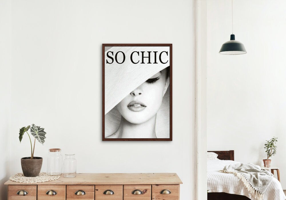 So Chic Luxury Fashion Poster PRINTABLE, Vintage Magazine Art Cover, Glamour Art, Luxury Fashion Wall Art, Black & White Wall Decor, Bardot