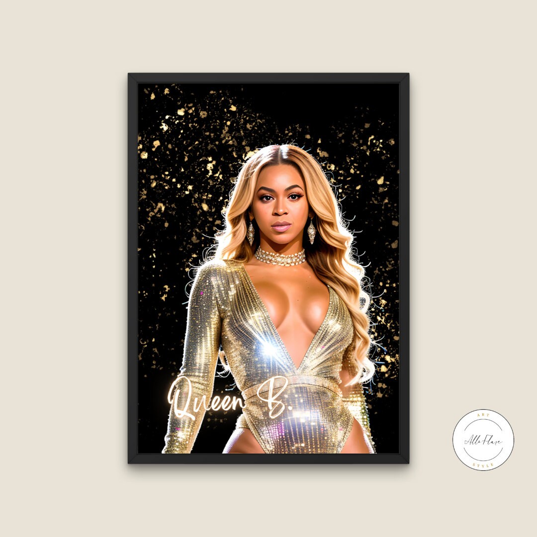 Queen B Beyonce Poster DIGITAL DOWNLOAD ART PRINT, Hypebeast poster, Pop culture wall art, Hip hop lifestyle, Glam Decor, Black & Gold print, Bey Hive | Posters, Prints, & Visual Artwork | art for bedroom, art ideas for bedroom walls, art printables, bathroom wall art printables, bedroom art, bedroom pictures, bedroom wall art, bedroom wall art ideas, bedroom wall painting, beyonce fan, beyonce gift, beyonce renaissance, Black Art, buy digital art prints online, buy digital prints online, canvas wall art fo
