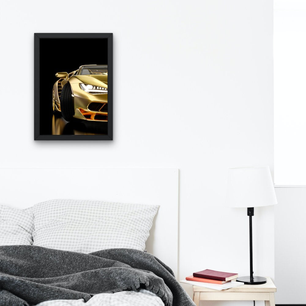 Golden Luxury Car Wall Art INSTANT DOWNLOAD, Racing Luxury Sports Car, Luxury Fashion Wall Art, Car Photo, Glam Automotive Décor